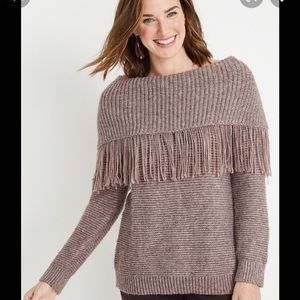 Maurice’s Cowl Neck Fringe Sweater Size M